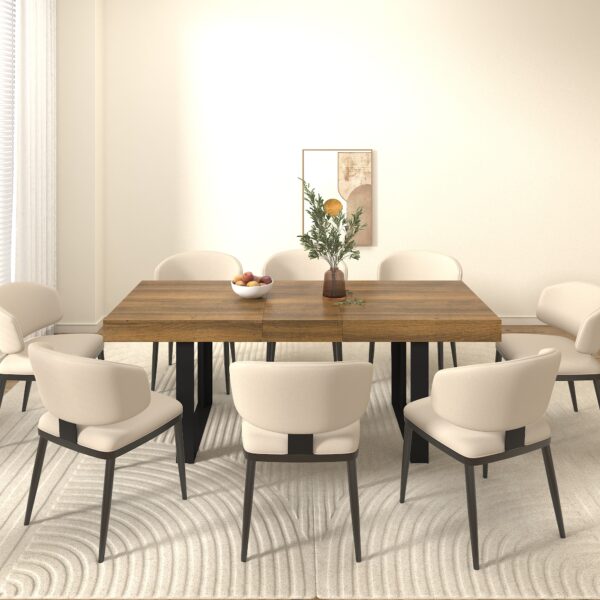 Rectangle extendable dining table for 6-10 people aged effect wood and black 160-200 cm