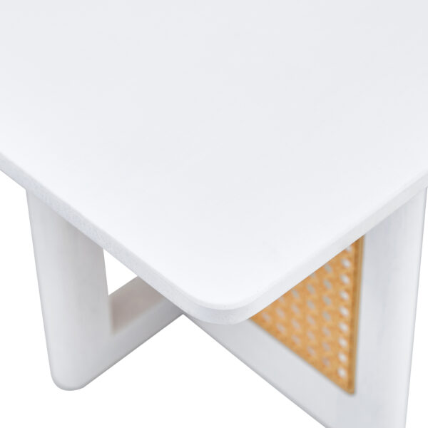 d4d99ff20c9547269211cef69862239b_20231205_85a528faafc5fb800b28bbf594602dde Chinese style white solid wood and imitation rattan coffee table, rectangular solid wood coffee low table, small living room coffee table