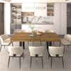 Rectangle extendable dining table for 6-10 people aged effect wood and black 160-200 cm