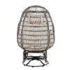 TREXM Outdoor Swivel Chair with Cushions, Rattan Egg Patio Chair with Rocking Function for Balcony, Poolside and Garden (Grey Wicker + Beige Cushion)