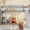 Stairway Twin Size Loft Bed with Two Drawers and Slide,Gray(OLD SKU:LT000515AAE)