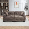 Two-seat Sectional Sofa Modular Deep Seat Sofa Couch Chenille Sofa Sleeper Comfy Upholstered Furniture for Living Room Apartment Studio Office-Gray