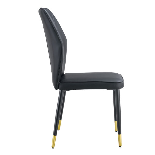 d5aa9e3fb797472d933dd87a47b88aae_dd61557f5a59bdd60fa16cb3db7318c1 4 modern dining chairs with stylish PU patterned backrest and black metal legs for a comfortable home experience in the kitchen, bedroom and office.