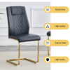 Table and chair set.63"x31.5x30" Luxurious Pandora patterned Sintered Stone Tabletop with Golden Stainless Steel Butterfly Legs.Paried With 4 Black High-quality PU Chairs With Arched Metal Legs.