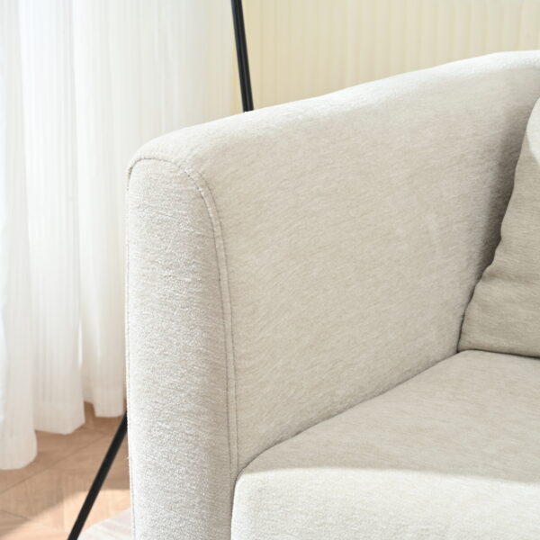 LP Modern Chenille Accent Chair, Upholstered Armchair for Living Room ,Mid Century Fabric Lounge Chair w/ Pillow, Comfortable Reading Chair with Wood Legs for Living Room, Bedroom,Reception Room (Beige)