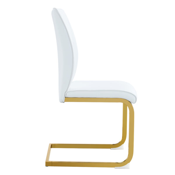 d5d6df4022fa43d3afa04d7d78e3a2c6_0b701fa4d7cf126bc98a4b05543f1c8c Luxury Simple Arch Chair - Set of 2 WHITE PU Material High Resilience Dining Chair with Arched Metal Gold Leg.