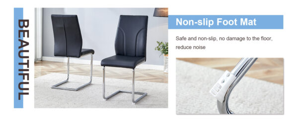 4 Dining Chair Set, Black Dining Chair Set, PU Material High Back Seat and Sturdy Leg Chair, Suitable for Dining Room, Kitchen, Living Room