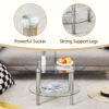 Contemporary Minimalist Double Layer Tempered Glass Coffee Table - 27.5" Top and 23.6" Bottom.Reinforced Glass Tabletop,Stainless Steel Silver Plated Legs.