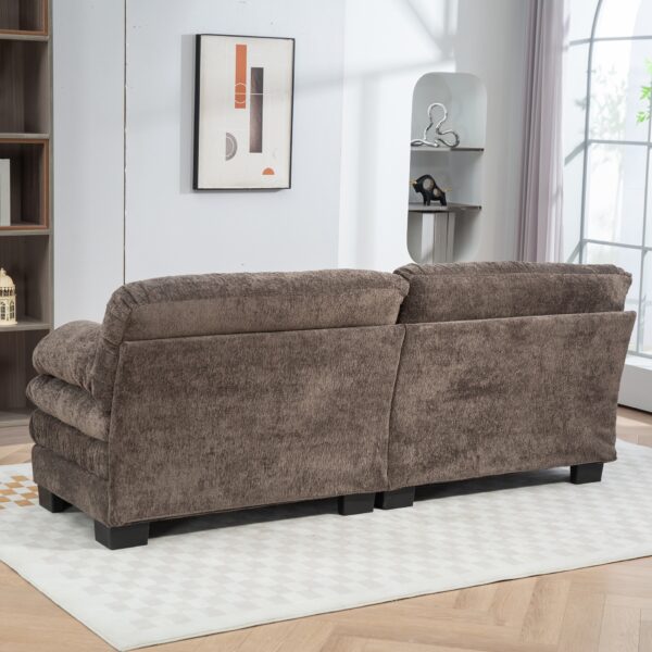 Two-seat Sectional Sofa Modular Deep Seat Sofa Couch Chenille Sofa Sleeper Comfy Upholstered Furniture for Living Room Apartment Studio Office-Gray