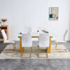 Large modern rectangular table with 0.4 inch patterned tabletop and large MDF table legs, suitable for kitchen, dining room, and living room 71 "* 35.4" * 30 "  1546