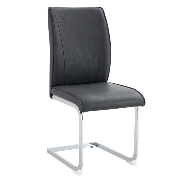 d65c598cc3384750af9a8dbf7eaed3a7_e9b642518cbb33fb3318c44dcf8ebd64 Luxury Simple Arch Chair - Set of 8 Dark Gray PU Material High Resilience Dining Chair with Arched Metal Silver Leg.Crazy Horse Texture PU Dining Chairs.