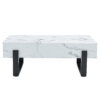 47.2"x23.6" Black and White Minimalist MDF Marble-Patterned Coffee Table.White marble pattern sticker,Black metal leg spray coating,MDF Coffee table.Showcasing a modern and simple style.