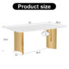 Modern minimalist dining table. The white imitation marble glass desktop is equipped with golden metal legs. Suitable for restaurants and living rooms 71 "* 39.3" * 29.5 "DT-69