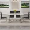 Table and chair set.63*31.4 Inch Pandora Patterned Sintered Stone Dining Table Set - 4 Black PU Chairs With Silver Metal Legs.Modern Light Luxury.Perfect For Dinner Room,Meeting Room,Kitchen,etc.