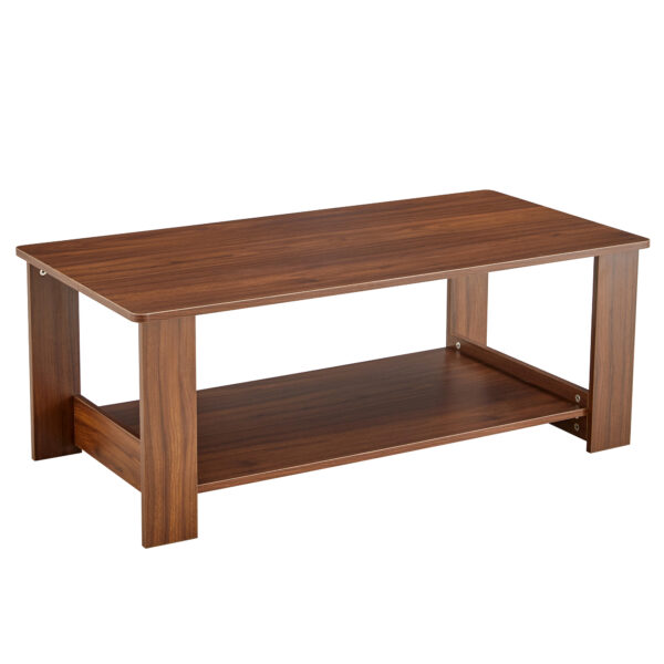 d6d65fba541943f9be6f7960bd769a80_20231022_51131df01ddc3e9887d252fb393e3469 Modern and practical walnut textured coffee tables , tea tables. The double layered coffee table is made of MDF material. Suitable for living room 43.3"*21.6"*16.5" CT-16