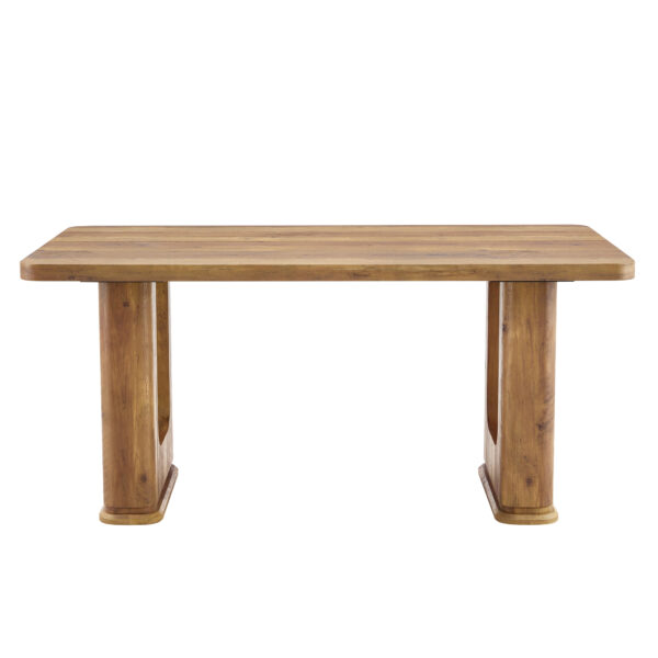 d6ee41de03bc49668b8b8997661fce7f_28daba62c697f11ec9a6442a7adb9760 64.5 x 35.4 Inch Stylish Wood Color Textured Dining Table, Perfectly Blending Simplicity And Transparency. Made of MDF Material With Wood Grain Stickers, It Exudes A Strong Sense Of Fashion.