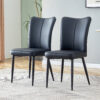 Modern Black PU Chair Set - Two Pieces, The backrest has a vertical and smooth line design.Black Metal Leg.Suitable for placement in kitchen, living rooms, and other venues.W1151116750