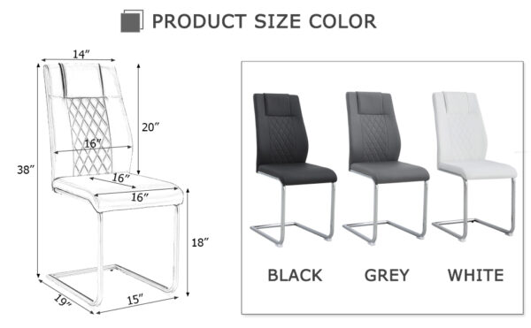 Modern Dining Chairs with Faux Leather Padded Seat Dining Living Room Chairs Upholstered Chair with Metal Legs Design for Kitchen, Living, Bedroom, Dining Room Side Chairs Set of 6 (White+PU )C-001