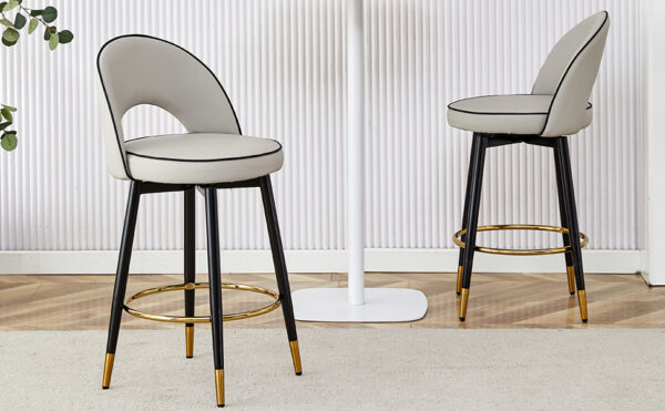 d72b8387942e4d4a9c2cc1e8ccafccd6_d6477c2494e57e9f6ccd407c53b193c8 360 ° rotatable bar chair.Modern PU comfortable upholstered bar chair with smooth and beautiful black metal legs for dining room, kitchen, terrace and guest office chair.Set Of
2.W1151P153940