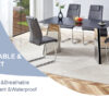 Table and chair set.63"x31.5x30" Black Marble-Patterned Slabs Tabletop with Stainless Steel Butterfly Legs.Paried with 4 Dark gray high-quality PU chairs with silver metal legs.