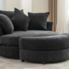 Orisfur. 360° Swivel Accent Barrel Chair with Storage Ottoman & 4 Pillows, Modern Chenille Leisure Chair Round Accent for Living Room, Gray