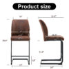 A set of two brown chairs, including suede cushions and black metal legs. Small size, suitable for select groups, suitable for dining room, kitchen, terrace and guest office chairs (set of 2)