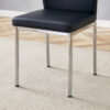Luxury Simple Chair - Set of 6 BLACK PU Material High Resilience Dining Chair with Metal Silver Leg.The Chair Back Has a Vertical Stripe Design With Smooth And Uniform Lines.
