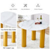 Round white dining table, artificial marble glass stickers, golden MDF legs, kitchen dining table, living room dining table 40 "* 40" * 29.4 "F-X03