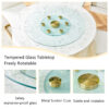 Double layer rotatable round glass.The rotatable design makes it more convenient to retrieve and place items.The upper glass has a diameter of 30.3 inches, while the lower glass15 inches.