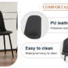 Modern Minimalist Black Dining Chair Set - Four Chairs per Box, Stable and Comfortable.Modern Mid-Century Style Upholstered Side Chairs,Spoon Shaped Chairs With Black Metal Legs.