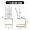 Modern dining chairs, dining room chairs, and golden leg cushioned chairs made of artificial leather, suitable for kitchens, living rooms, bedrooms, and offices. Set of 6 pieces (white+PU )C-001