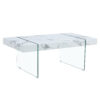 43.3"x23.6" White Marble-Patterned MDF Coffee Table with Tempered glass legs.Suitable for Living Room.It can be used not only as a coffee table but also as a side table or display stand.