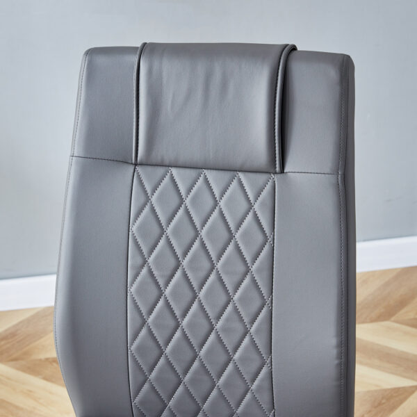 d7ce6edb54a541f1bd2981ac6572484a_c00f1b29042a620c456bb9fbd70f419d Table and chair set.64.5 x 35.4 Inch Stylish White Marble Textured Dining Table,Perfectly Blending Simplicity And Transparency.Paried With 4 Dark Gray High-quality PU Chairs With Arched Metal Legs.