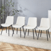 Extended Seat Cushion PU Dining Chair Set - Four Pieces.Smooth line design.Can integrate well into various modern home decoration styles.White and Dark Gray Splicing Colors.