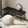 47*16 Inch Multifunctional Black Shoe Bench - Faux PU Cushion, Sturdy Metal Legs With Gold Accents.Suitable For Bedroom,Fitting room, Storage room, Dining room, and Living room,etc.