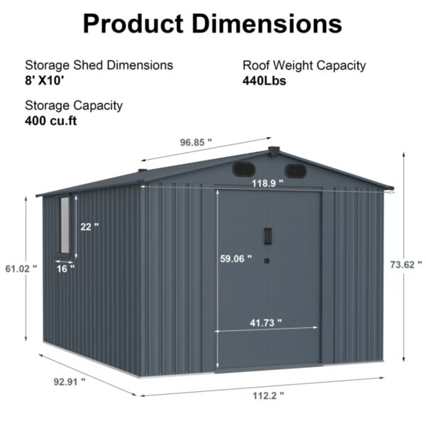 d8284d9a1e644c99b751cf863f4eec72_4abde8d72c3c97daa1c1a93ab7628871 8x10 FT Outdoor Storage Shed, Large Metal Tool Sheds with Window and Lockable Doors, Garden Shed for Backyard Garden Patio Lawn, Dark Grey