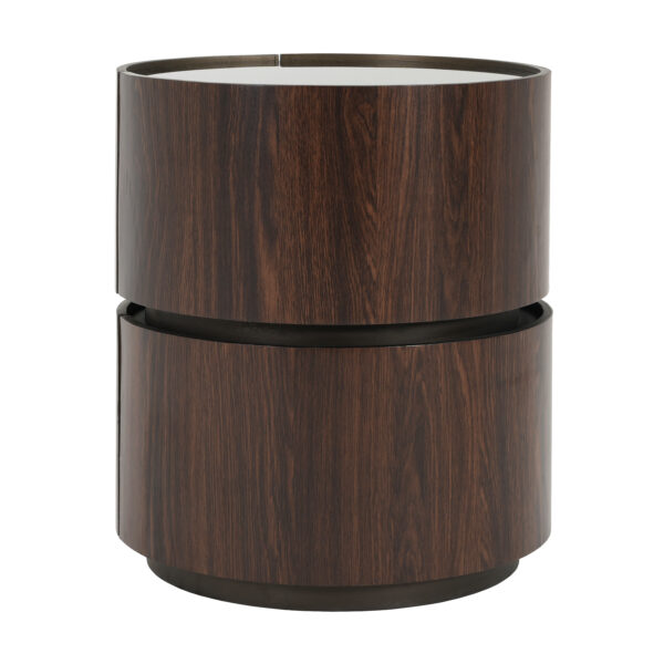 d8e2685dbb9d490194c93c5c8494ca6d_0763722fa0f60e8cb6d3ae2800174bc7 MDF ITALIAN HIGH-GRADE DOUBLE-LAYER STORAGE ROUND SIDE TABLE, BROWN AND BLACK COLOR