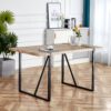 Rustic Industrial Rectangular Wood Dining Table For 4-6 Person, With 1.5" Thick Engineered Wood color Tabletop and Black Metal Legs,Desk For Kitchen Dining Living Room, 55.1" x 31.4"x 29.9"1529W115172