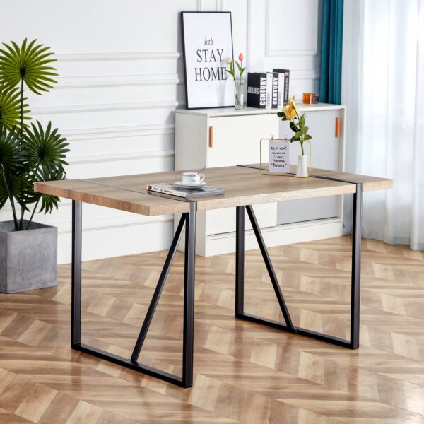 Rustic Industrial Rectangular Wood Dining Table For 4-6 Person, With 1.5" Thick Engineered Wood color Tabletop and Black Metal Legs,Desk For Kitchen Dining Living Room, 55.1" x 31.4"x 29.9"1529W115172