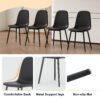 Modern Minimalist Black Dining Chair Set - Four Chairs per Box, Stable and Comfortable.Modern Mid-Century Style Upholstered Side Chairs,Spoon Shaped Chairs With Black Metal Legs.