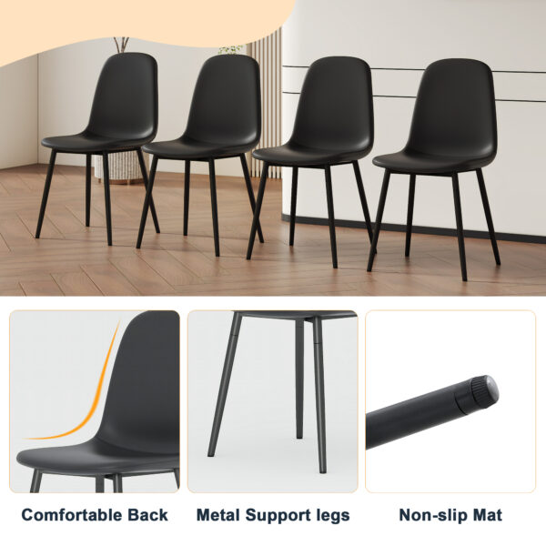 d91813dafa76452a9736c2b70046c36a_1f85e30ae75aba2159644da5e565a126 Modern Minimalist Black Dining Chair Set - Four Chairs per Box, Stable and Comfortable.Modern Mid-Century Style Upholstered Side Chairs,Spoon Shaped Chairs With Black Metal Legs.
