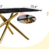 63"x35.4" Luxurious Black Marble-Patterned Tempered Glass Dining Table.Single Fork Golden Metal Table Legs.Tempered Glass Table Top,Golden Metal Leg.Make it Adaptable To Various Decoration Styles.