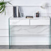 White environmental protection MDF minimalist dresser, desk, desktop computer desk, with double drawer storage space, simple home, perfect for various styles of home environment.