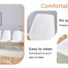 Table and chair set.Modern circular transparent tempered glass table, tempered glass tabletop, silver metal table legs.A Set of 4 White PU Comfort Dining Chairs with extended backrest.