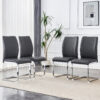 Luxury Simple Arch Chair - Set of 4 Dark Gray PU Material High Resilience Dining Chair with Arched Metal Silver Leg.Crazy Horse Texture PU Dining Chairs.
