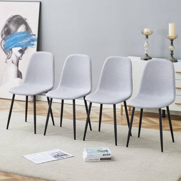 d9521628f4ef463da164953a1b28245b_5fff10e5dca1d86a2d59c4145ee5f855 Comfortable Linen-Cotton Dining Chair Set - Four Pieces in Light Gray.Integrated Seat and Backrest,Linen-Cotton Material,Modern Home Matching.