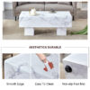 Modern Simple White Marble Texture MDF Coffee Table - 43.3"x21.6"x17.2" Practical Model.Making it an ideal addition to any living room or apartment.W1151134962