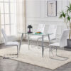 Modern Dining Chairs with Faux Leather Padded Seat Dining Living Room Chairs Upholstered Chair with Metal Legs Design for Kitchen, Living, Bedroom, Dining Room Side Chairs Set of 4 (White+PU )C-001