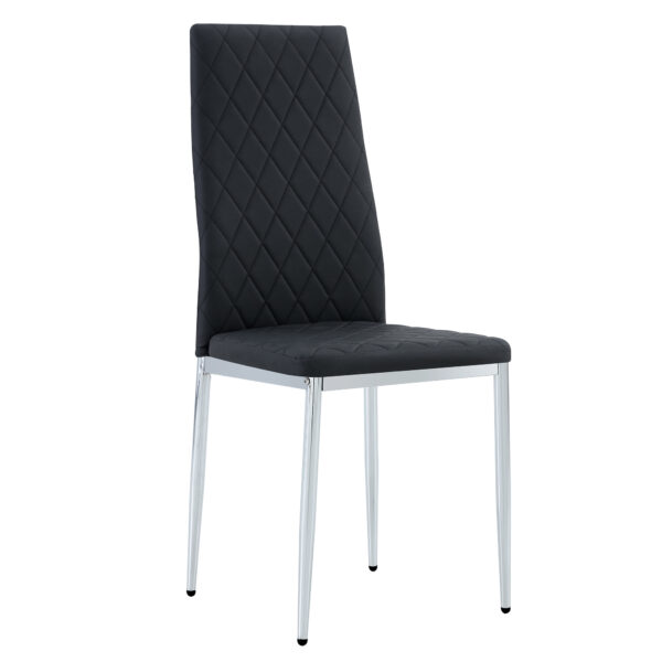 Grid armless high backrest dining chair, black chair and 6-piece set of electroplated metal legs, office chair. Suitable for restaurants, living rooms, kitchens, and offices.W115163430  0924