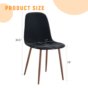 Luxury Simple Chair - Set of 4 BLACK Linen-Cotton Material High Resilience Dining Chair with Metal Walnut Color Leg.Integral metal leg architecture,Suitable for various interior decoration styles.